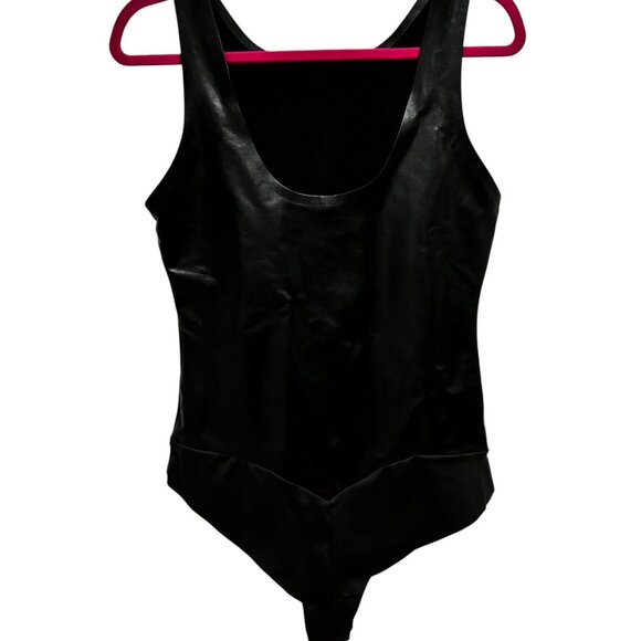 NWT Pinsy faux leather high neck shapewear bodysuit XL black gothic - Picture 3 of 4